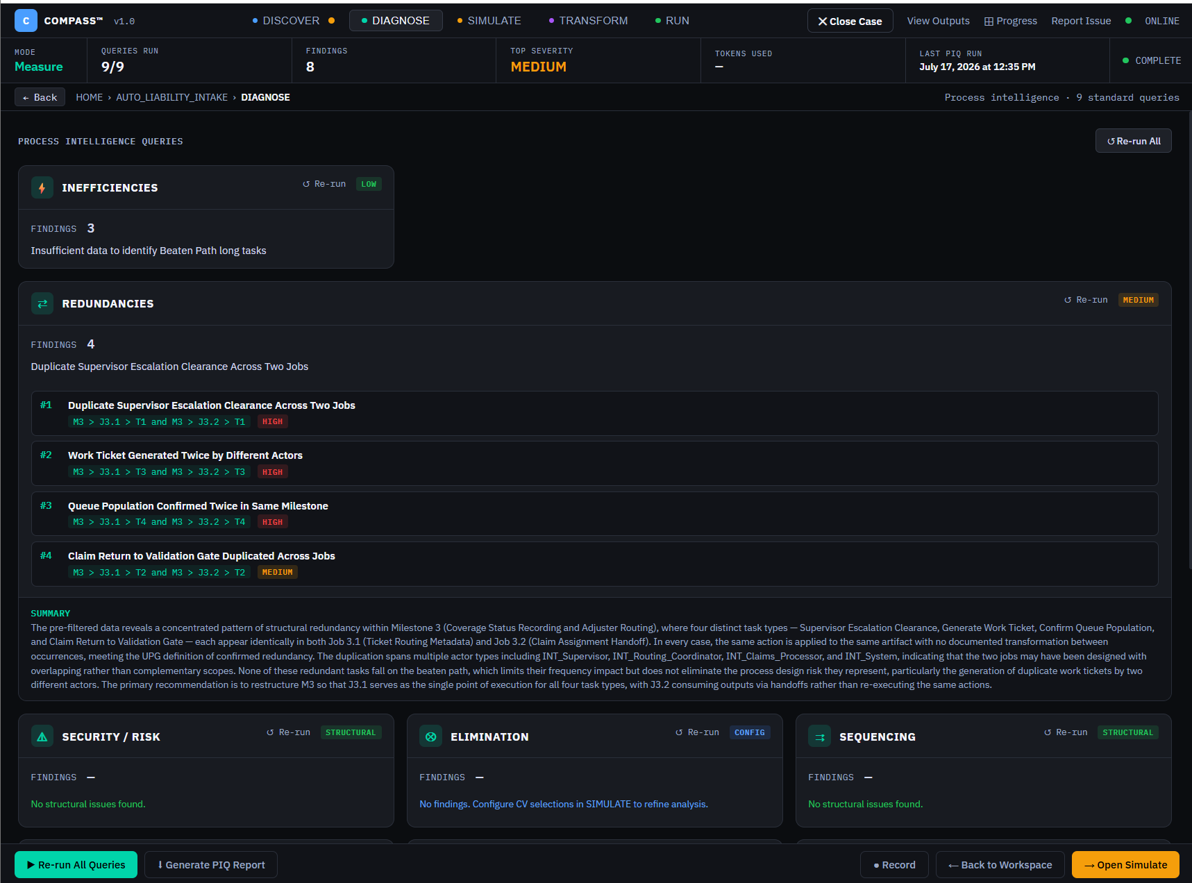 Diagnose · Findings detail — COMPASS product screen